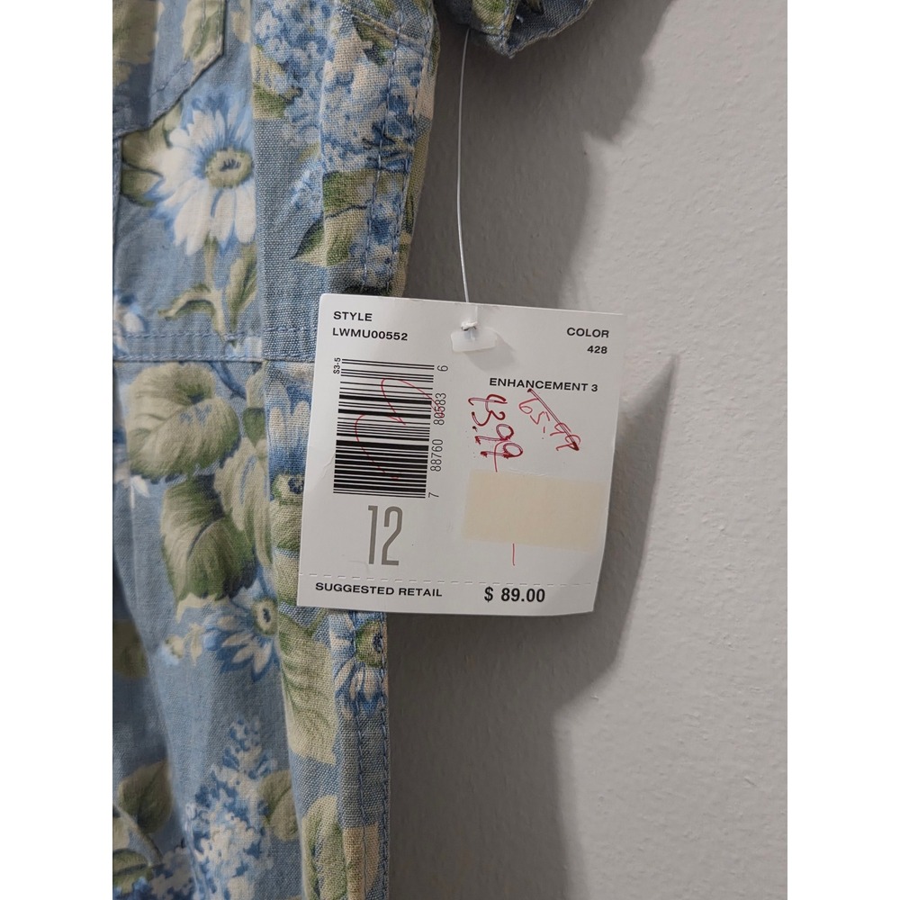 Liz Claiborne Lizwear Blue Floral Cotton Maxi Dress Button Back Vintage 12 NWT - Picture 4 of 6